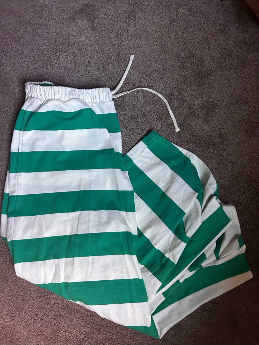 Free People Green and White Wide Leg Striped Pants